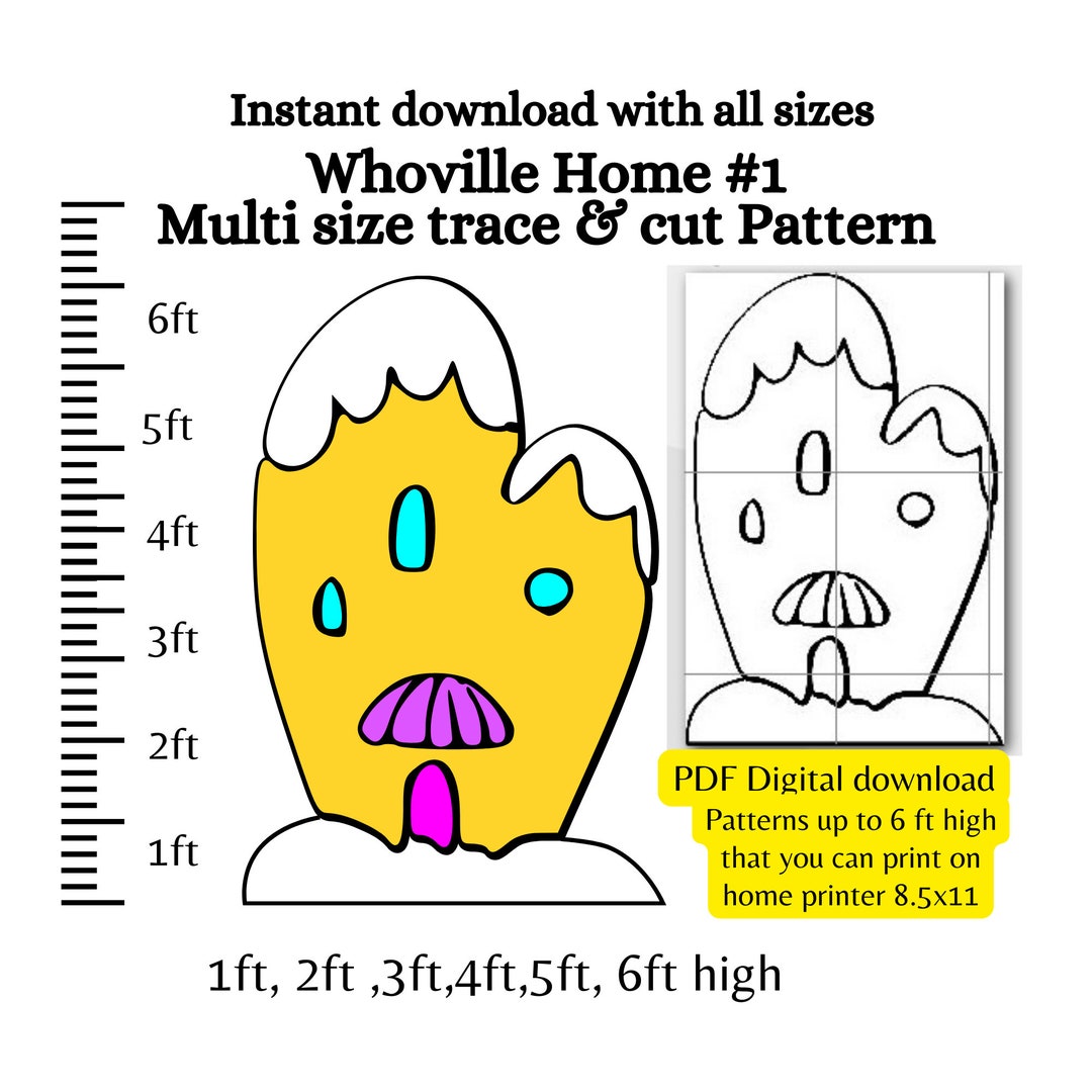 B5 Whoville House Print Trace and Cut Stencil Pattern , Yard Art B5 Whoville House Print Trace and Cut Stencil Pattern , Yard Art