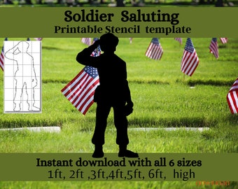 Saluting Soldier pattern, yard display Silhouette cutout, Stencil Template bundle , Rememberance day, veterans Printable Trace Cutout PDF