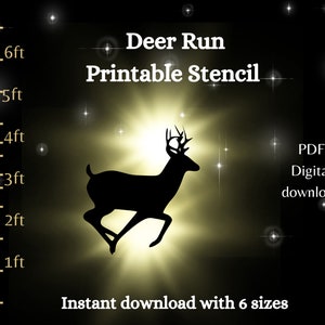 Life size Running deer template 1ft-5ft 6ft buck silhouette Printable trace and Cut Christmas Silhouette, Stencils. PDF woodworking pattern