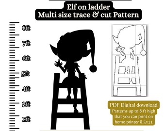 1ft to 8ft elf decorating ,Christmas Stencil Template bundle pdf Christmas Décor Digital Download, Printable cutout PDF character cutouts
