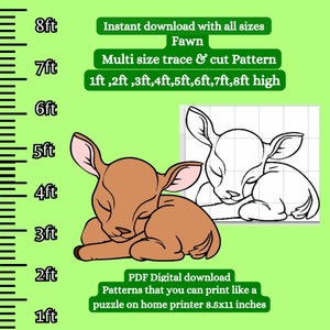 life size detailed sleeping deer silhouette Template Printable trace and Cut Christmas Silhouette Decor Stencils.PDF woodworking pattern doe