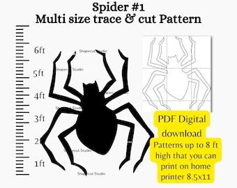 Giant Spider, halloween silhouette template, yard art pdf pattern , 7ft 8ft printable woodworking pattern, diy yard decoration,haunted house