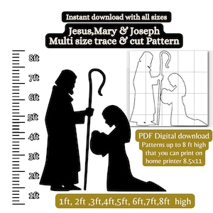 life size Nativity manger scene display, Christmas silhouette template, yard art pdf, printable woodworking pattern, diy yard art, mary
