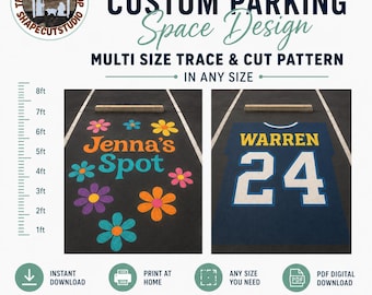 Custom Parking spot PDF pattern stencil, print trace and cut digital stencil,  any size , Diy high school senior parking design, VBS