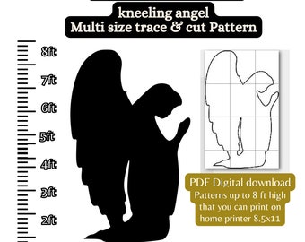 5ft 6ft 7ft Angel praying ,Christmas silhouette template, yard art pdf, printable woodworking pattern, Nativity manger scene display