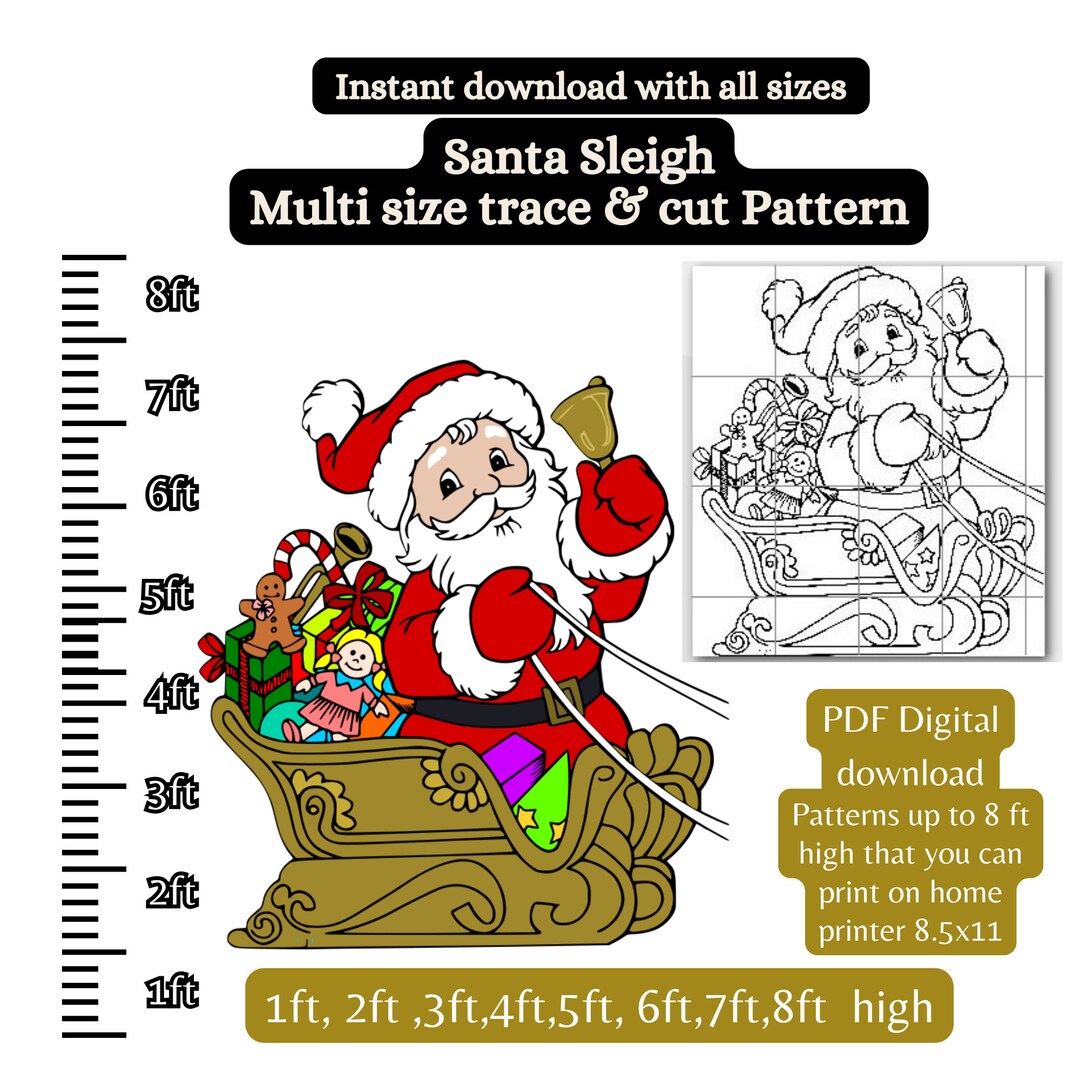 Santa's Sleigh Yard Art Display Template Pattern Etsy