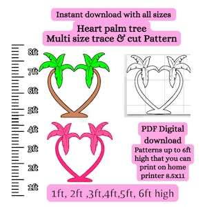 5ft 6ft Palm tree archway PDF template ,Printable pattern trace and Cut, Christmas in july Template, Stencils, giant tiki luau party decor