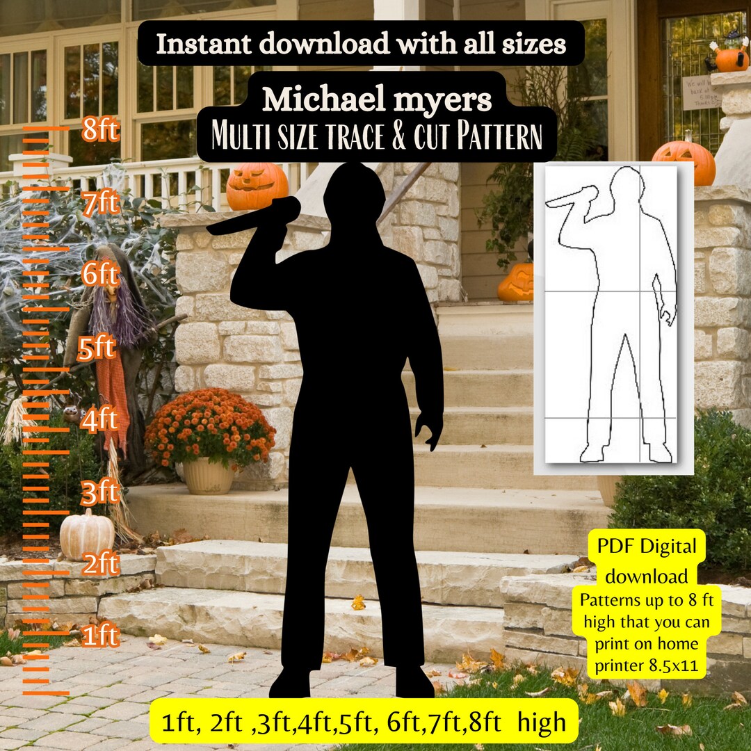 1 8ft Serial Killer, PDF Template ,printable Trace and Cut Halloween ...