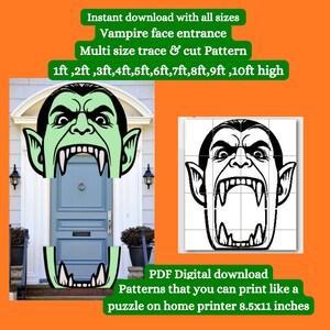 1ft-10ft Halloween Vampire prop Archway Entrance ,silhouette print and cut template, spooky Scene silhouette graveyard gate, diy door decor