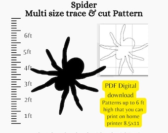 Giant Spider, halloween silhouette template, yard art pdf pattern , 7ft 8ft printable woodworking pattern, diy yard decoration, arachnid