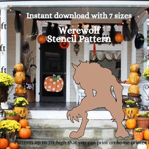 1ft-8ft Werewolf Silhouette Template ,halloween Pdf Pattern ,printable ...
