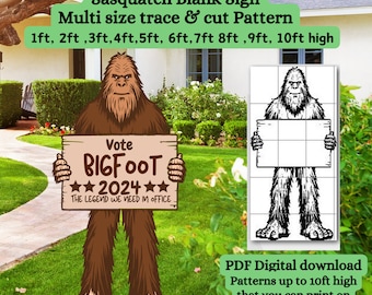 7ft 8ft 10ft Life Size Bigfoot Silhouette Cutout Template,scroll Saw ...