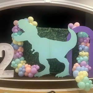 Life size T Rex Roar PDF pattern stencil, print trace and cut digital stencil, 2 two rex birthday, backdrop template , dinosaur dig party