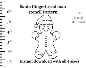 1ft to 6ft gingerbread man PDF template ,Printable trace and Cut, wreath attachment ,PDF Pattern, DIY Christmas ,  large gingerbread