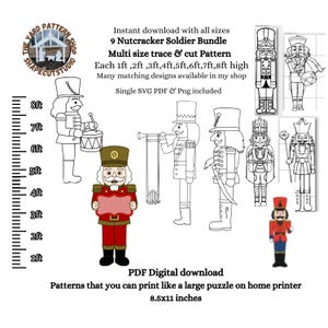 Set of 9 Nutcracker soldier bundle Door Hanger pattern, life size porch decoration,DIY Door Hanger, pdf Door Template - Christmas Template