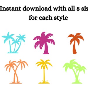4ft 5ft 6ft 7ft 8ft Palm tree silhouette bundle PDF template ,Printable pattern trace and Cut,Stencils tiki luau decorations party, yard art