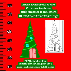Modèle de sapin de Noël fantaisiste de 1 pi 8 pi, trace d'impression et modèle de pochoir découpé, modèle de menuiserie d'art de jardin, village du père Noël