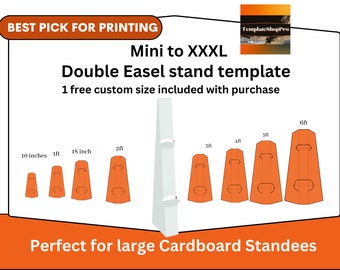 Large to small 1ft-6ft Standee template for cardboard cutout standee, double, printable pdf ,standing character prop, 3d stand,party decor