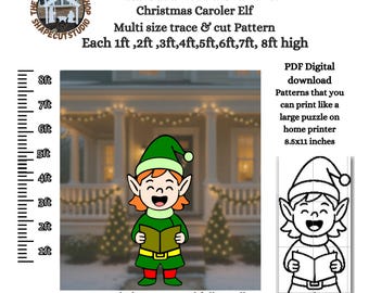 Life size Christmas Carolers girl elf pattern PDF template ,Printable trace and Cut, silhouette Template, Stencils, yard art decorations