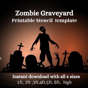 Modèle de silhouette d'Halloween grandeur nature, modèle de menuiserie de cimetière de zombies, modèle de silhouette de fenêtre de scène d'halloween, plans d'art de jardin bricolage