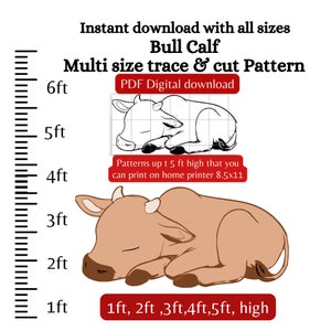3ft 4ft 5ft Nativity scene silhouette bull calf PDF template ,Printable trace and Cut, Christmas sign Template, Stencils yard art pattern