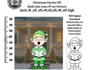 Life size Christmas Carolers elf pattern PDF template ,Printable trace and Cut, silhouette Template, Stencils, yard art decorations