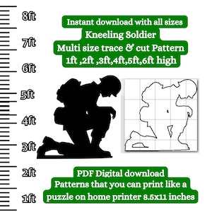 Kneeling Soldier pattern, yard display Silhouette cutout, Stencil Template bundle , Remembrance day, veterans Printable Trace Cutout PDF