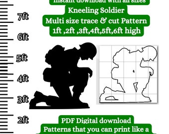 Kneeling Soldier pattern, yard display Silhouette cutout, Stencil Template bundle , Remembrance day, veterans Printable Trace Cutout PDF