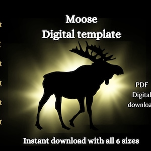 Life size Bull Moose silhouette Printable trace and Cut, Silhouette Templates, Stencil,PDF woodworking pattern, yard art pattern, diy cutout