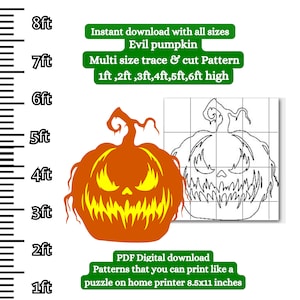 Pumpkin silhouette,digital paper template , life size  Silhouette Stencil Template bundle, Printable Trace Cutout PDF, halloween garage door