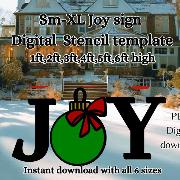 Joy yard art ornament letters in 6 sizes, Pdf printable pattern, digital download, Christmas silhouette, woodworking Template