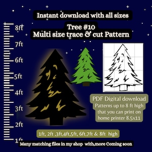 7ft 8ft Tree woodworking pattern PDF template ,Printable trace and Cut, Christmas silhouette Template, Stencil, yard decor, pine tree forest