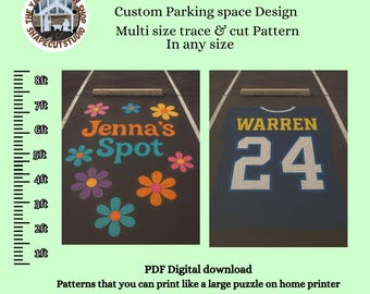 Emily Custom Alligator Parking spot PDF pattern stencil, print trace and cut digital stencil,  any size , high school senior parking design