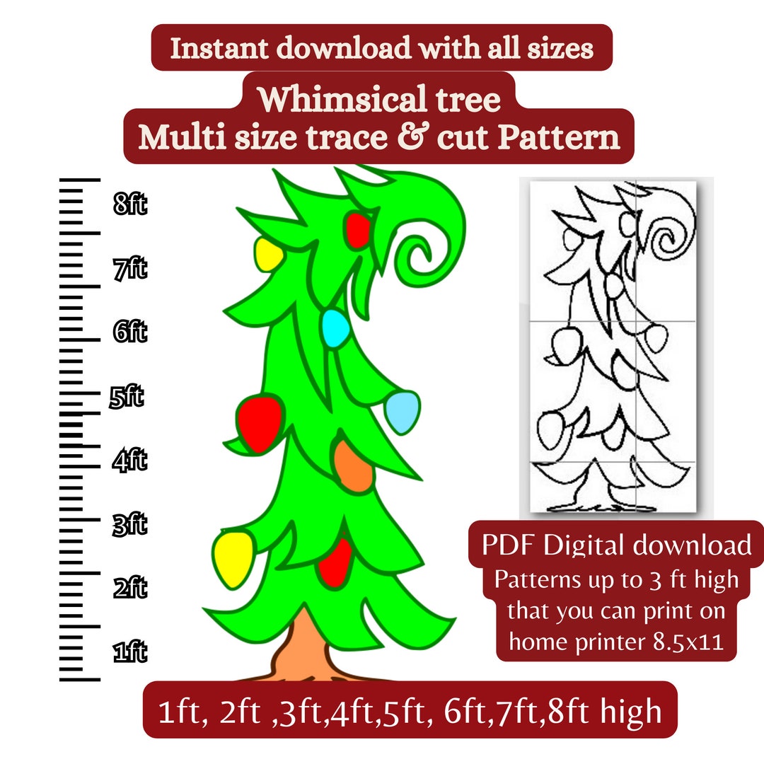 D7 Whoville Tree Print Trace and Cut Stencil Pattern , Yard Art D7 Whoville Tree Print Trace and Cut Stencil Pattern , Yard Art