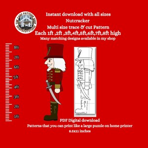 Arte de jardín de 5 pies, 6 pies, 7 pies, 8 pies, patrón de soporte para letrero de vista lateral de soldado Cascanueces, decoración de porche de tamaño natural, plantilla de bricolaje, plantilla en PDF - Navidad
