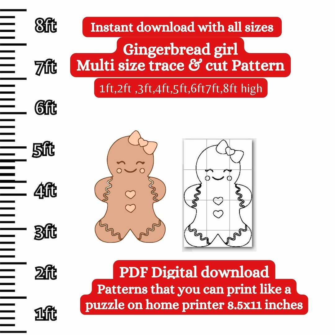 Gingerbread Lady Pattern Life Size Gingerbread Girl Woman Pattern PDF Template ,printable Trace ...