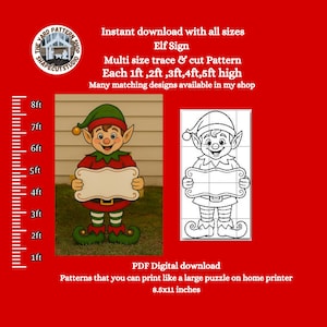 Plantilla para exhibición de arte de jardín navideño de duendes, letrero de tenencia, plantilla PDF imprimible, carpintería, letrero de coroplast, plantilla digital