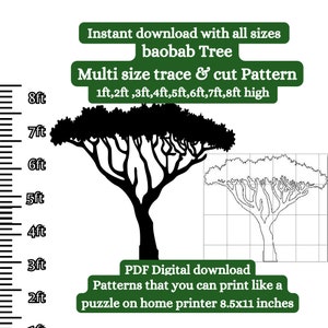 1ft-8ft balloon tree trunk PDF template ,Printable trace and Cut, baby shower Template, Stencils. forest decorations, safari theme shower