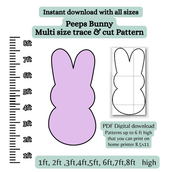 Easter bunny stencil , Printable trace Cut pattern,PDF template , Easter silhouette Template, Stencils, spring yard art woodworking cutout