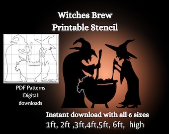 6ft Garage door  Halloween witch cauldron silhouette template,  silhouette  Decor Pannel for Garage, halloween window silhouette pattern