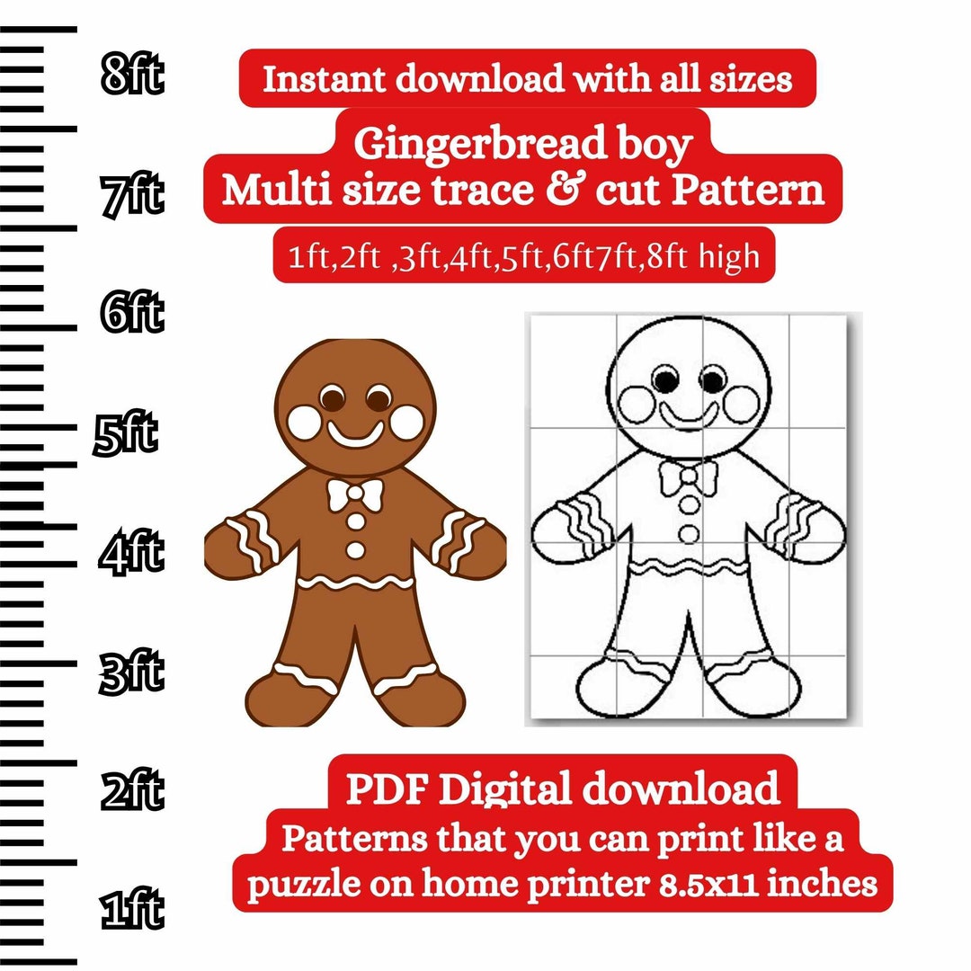 Life Size Gingerbread Man Pose, Pattern PDF Template ,printable Trace ...