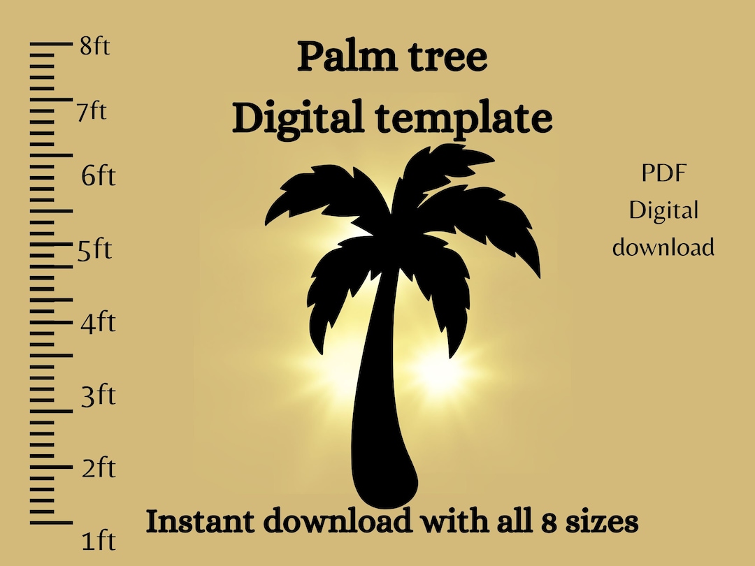 1ft 3ft 4ft 5ft 6ft 8ft 9ft Palm Tree PDF Template ,printable Trace and ...