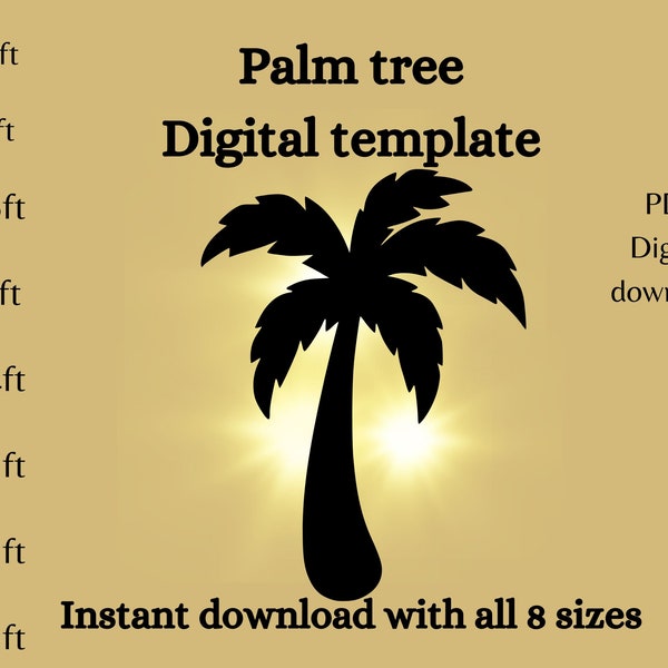 1ft 3ft 4ft 5ft 6ft 8ft 9ft Palmboom PDF-sjabloon, afdrukbare trace en knippen, kerstbord sjabloon, stencils. Kerstversiering van het gazon