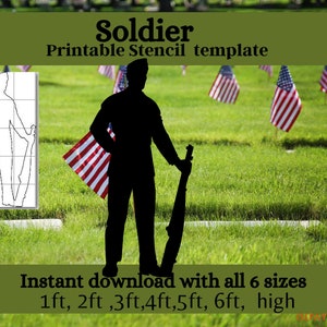 Memorial Soldier pattern, yard display Silhouette cutout, Stencil Template bundle , Rememberance day, veterans Printable Trace Cutout PDF