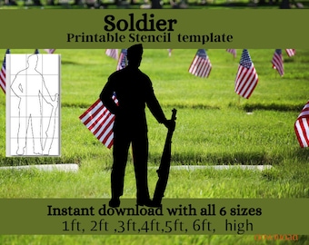 Memorial Soldier pattern, yard display Silhouette cutout, Stencil Template bundle , Rememberance day, veterans Printable Trace Cutout PDF