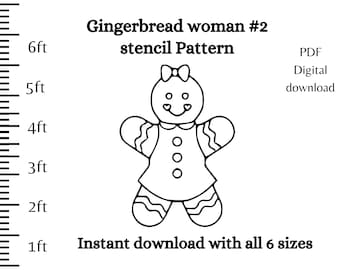 5ft 6ft gingerbread woman pattern PDF template ,Printable trace and Cut, Christmas silhouette Template, Stencils, Christmas yard decoration