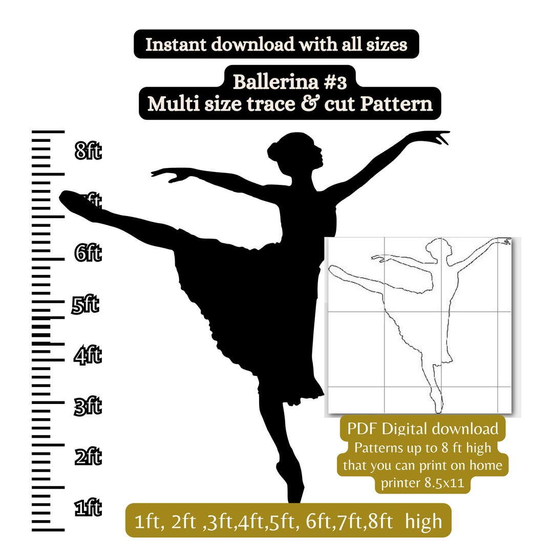 Life Size the Nutcracker Ballerina Silhouette Pose, Pattern PDF Template  ,printable Trace and Cut,digital Stencil, Window Decal - Etsy, image size:1080x1080