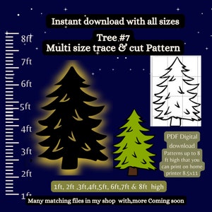 7ft 8ft Tree woodworking pattern PDF template ,Printable trace and Cut, Christmas silhouette Template, Stencil, yard decor, pine tree forest