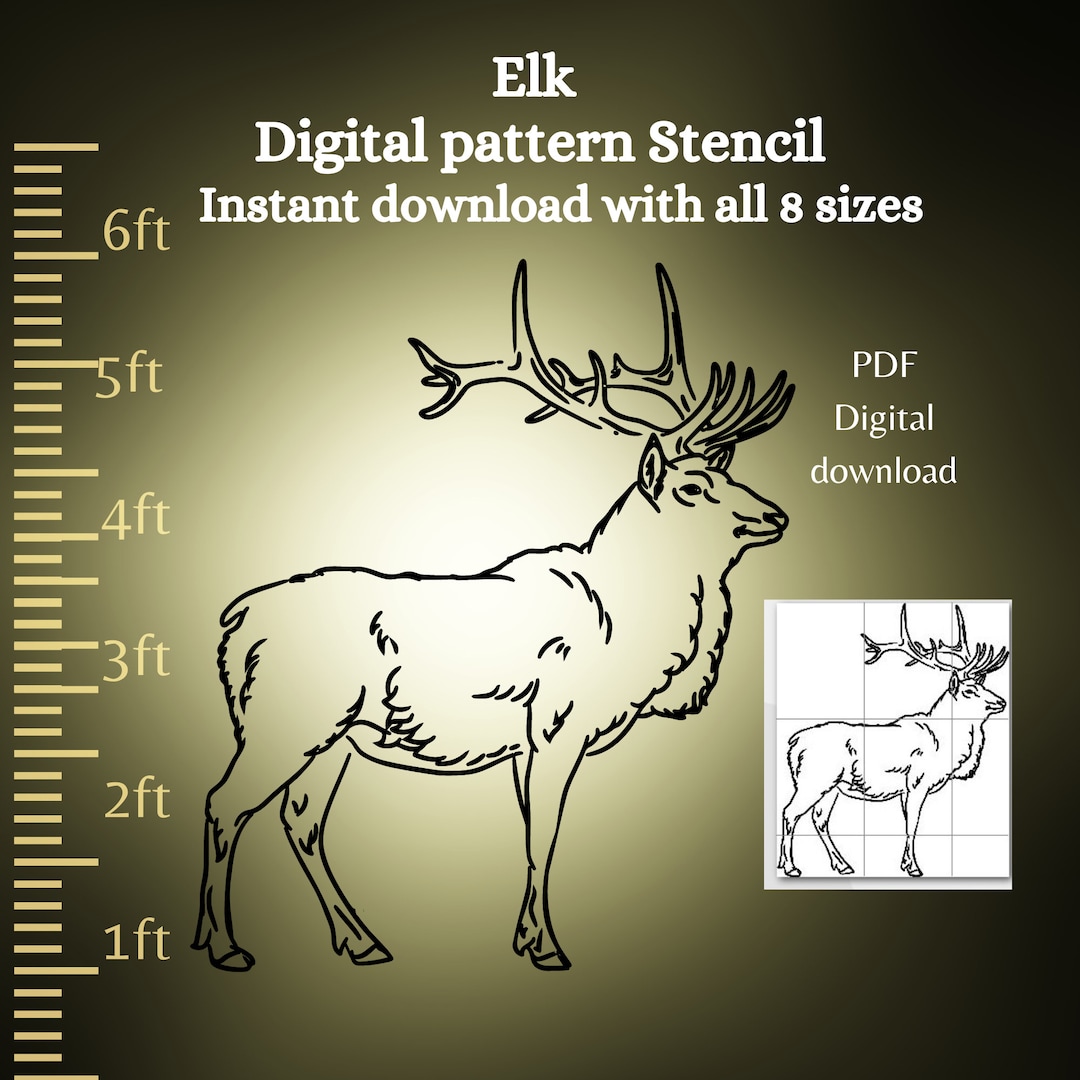 1ft-to-8ft-bull-elk-silhouette-printable-trace-and-cut-silhouette-templates-stencil-pdf-woodworking-pattern-yard-art-pattern-diy-cutout-etsy-ireland