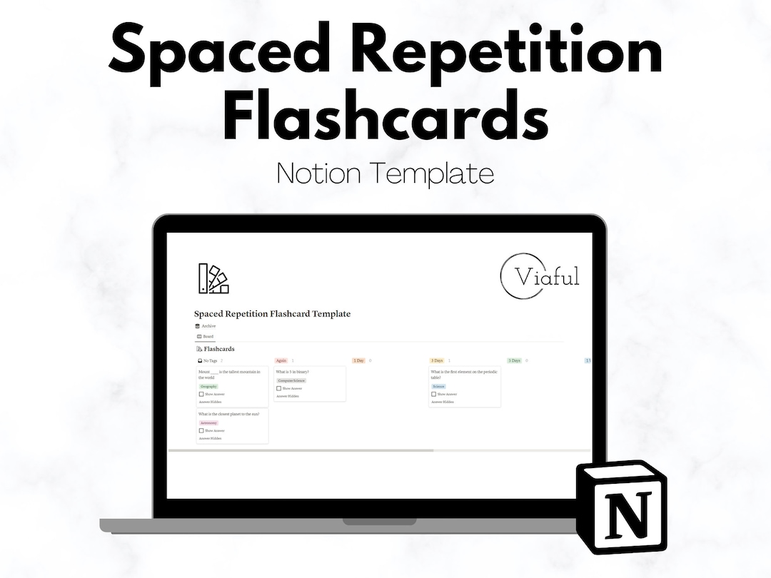 Spaced Repetition Flashcards Notion Template for Effective Etsy